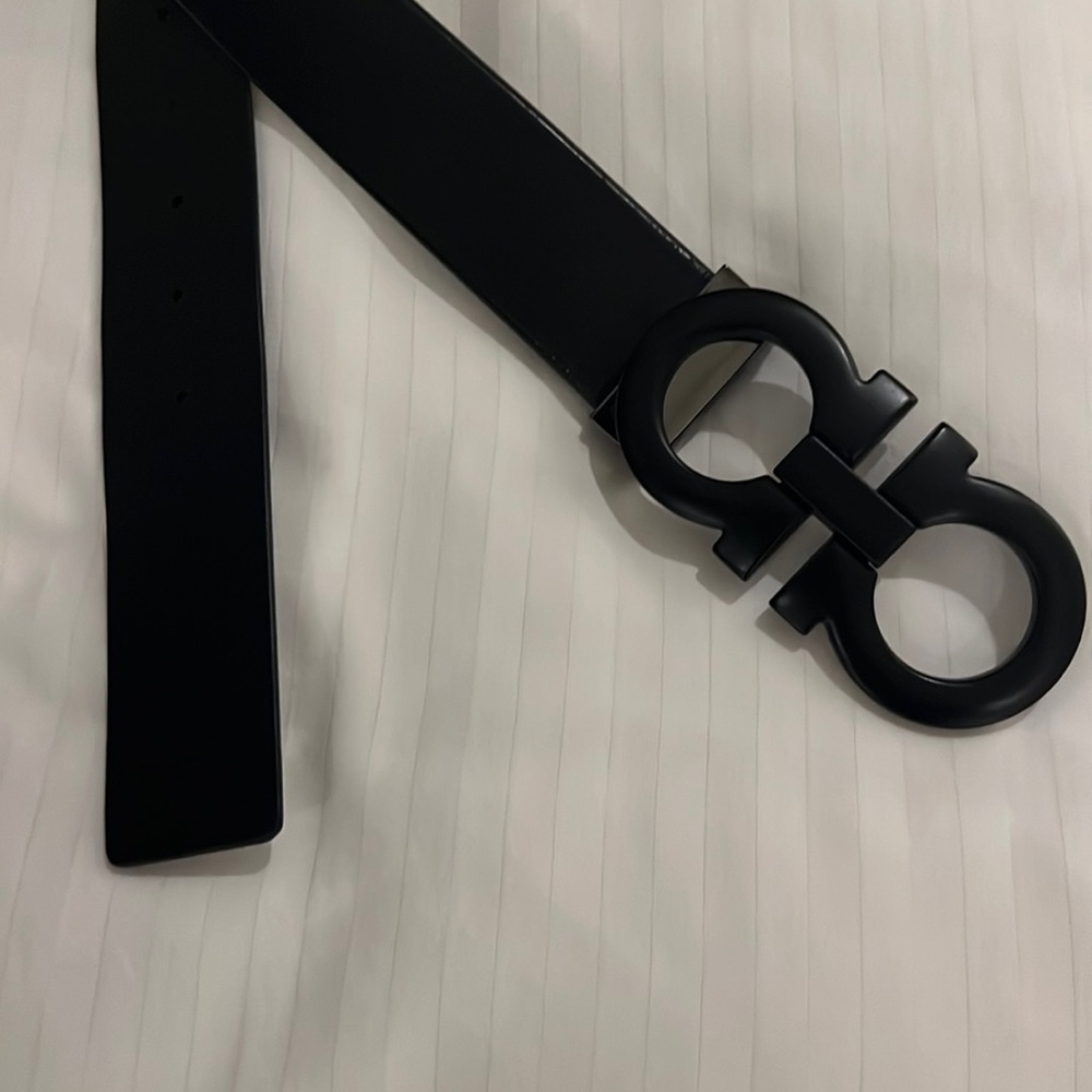 Ferragamo black / black belt wide version